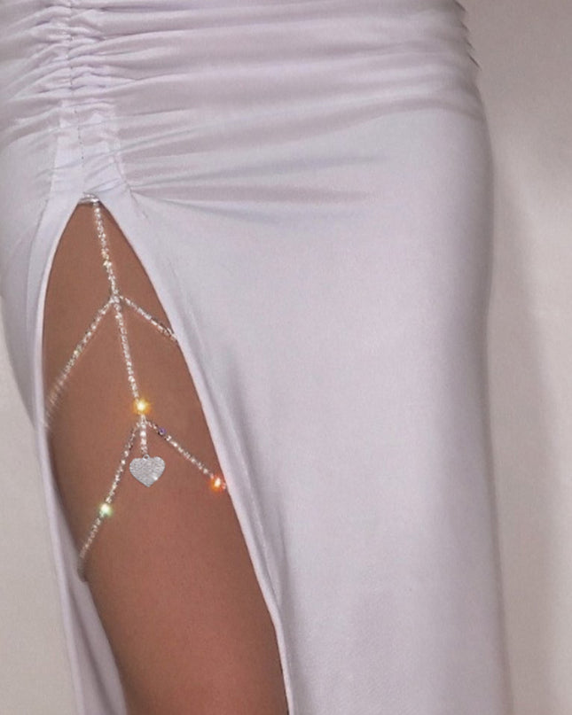 Multi-Layer Rhinestone Love Heart Waist & Leg Chain – Body Jewelry | Gold & Silver | Women