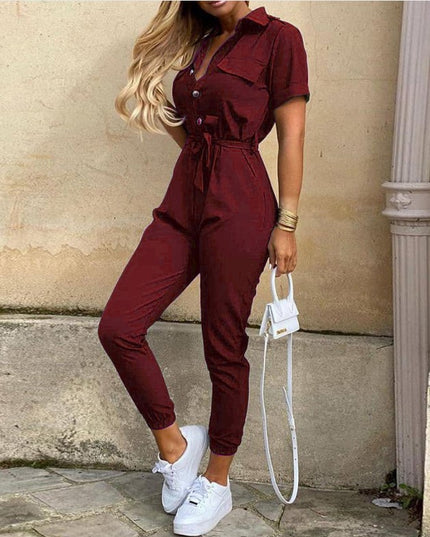Collared Belted Jumpsuit