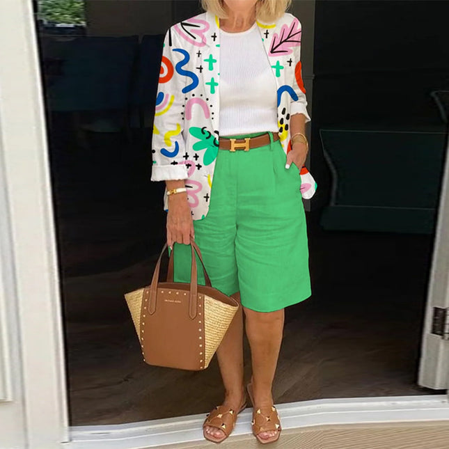 Women's Jacket & Shorts Two-Piece Casual Set – 5 Colors, S–5XL