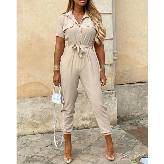 Collared Belted Jumpsuit