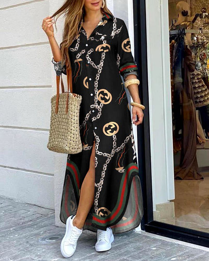 Women's Printed Long Fashion Dress – 16 Prints, S–5XL, Spring & Summer
