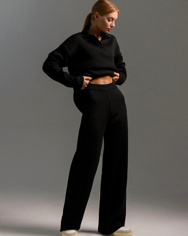 Women's Knit Two-Piece Sweatshirt & Straight-Leg Pants Set – 7 Colors