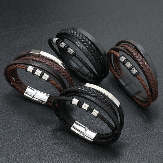 Magnetic Buckle Stainless Steel Braided Bracelet