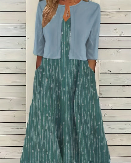 Women's  Flared Dress Suit – 3D Pattern, 11 Colors, S–5XL