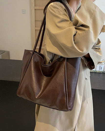 Women's Large Capacity Soft PU Leather Tote Bag – Commuter, Travel & Shopping, 4 Colors