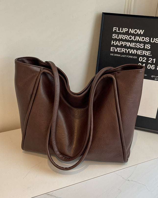 Women's Large Capacity Soft PU Leather Tote Bag – Commuter, Travel & Shopping, 4 Colors