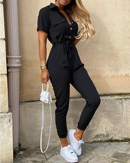 Collared Belted Jumpsuit