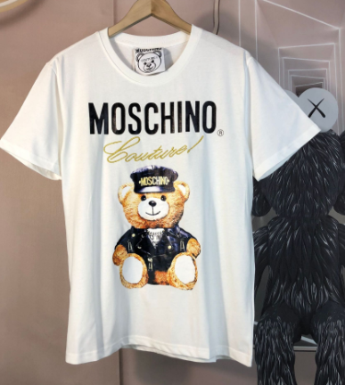 Teddy Bear Graphic Couple Short-Sleeve T-Shirt – White & Black, XXS–M