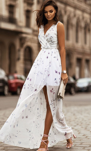 Women's Floral Print Sling Midi Dress – Mid-Waist, 4 Colors, S–XXL