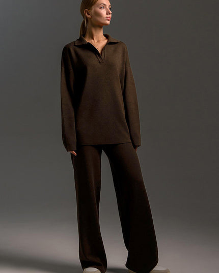 Women's Knit Two-Piece Sweatshirt & Straight-Leg Pants Set – 7 Colors