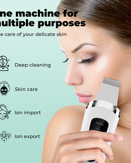 Ultrasonic Facial Beauty Device – 4-in-1 Deep Cleansing, Ion Therapy & Blackhead Removal