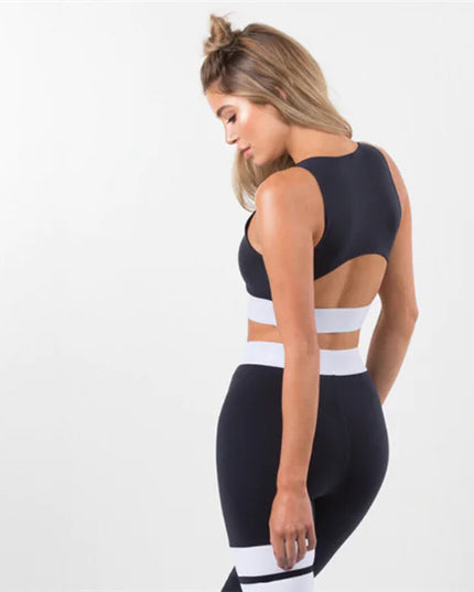 Striped Color-Block Yoga Outfit - Fitness Set