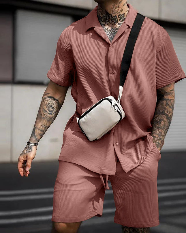 Men's Cotton Polo Shirt & Shorts Set – Casual 2-Piece Summer Suit | 5 Colors | S–XXXL