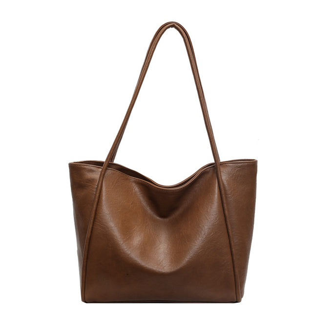 Women's Large Capacity Soft PU Leather Tote Bag – Commuter, Travel & Shopping, 4 Colors