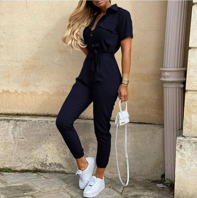 Collared Belted Jumpsuit