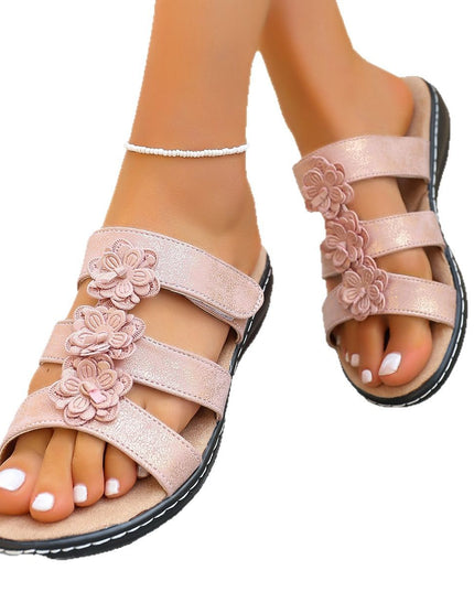 Women's Open-Toe Strap Slide Sandals – Korean Style, 5 Colors, US 6–11