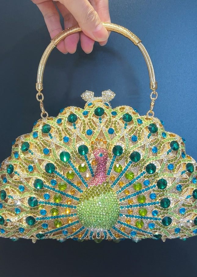 Large Peacock Diamond Every Night Bags Luxury