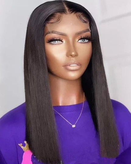 Double Drawn Bone Straight Human Hair Wig – 16 Inch