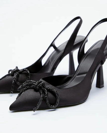 Women's Bow High Heel Sandals – Non-Slip, Black, Blue & Rose Red, EU 36–43