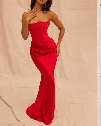 Backless Tube Top Maxi Dress | Sleeveless Evening Gown