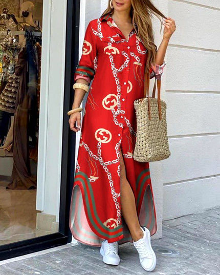 Women's Printed Long Fashion Dress – 16 Prints, S–5XL, Spring & Summer