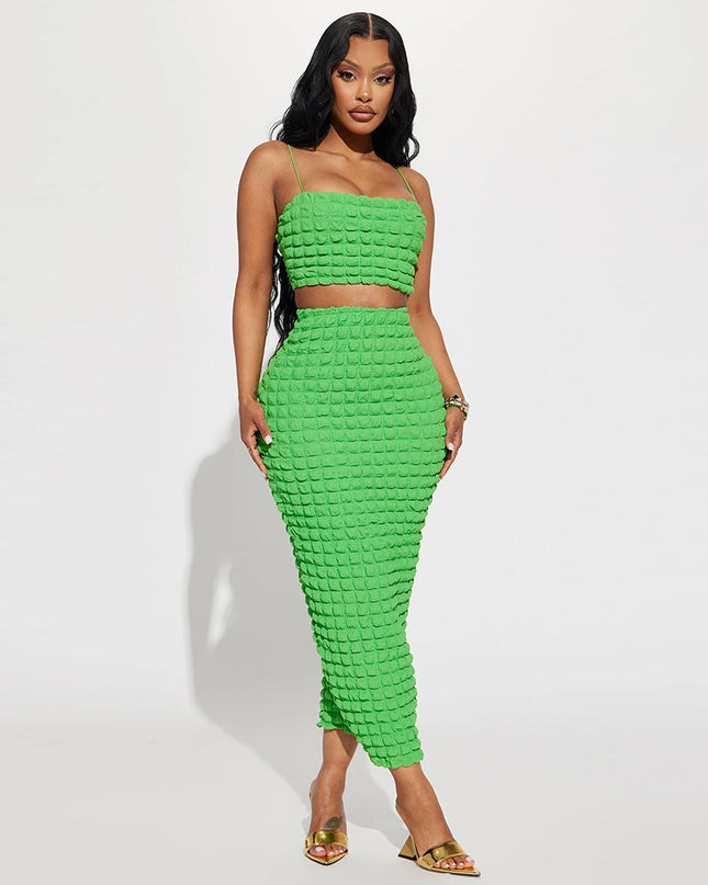 Lace-Up Navel Crop Top & Pants Two-Piece