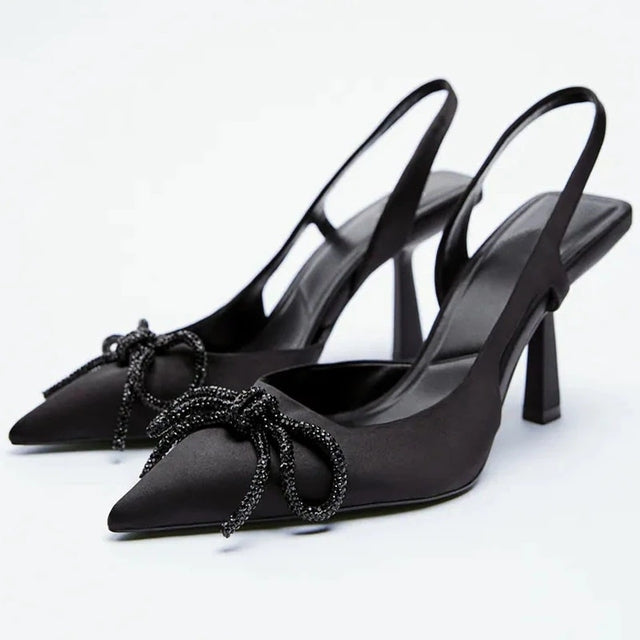 Women's Bow High Heel Sandals – Non-Slip, Black, Blue & Rose Red, EU 36–43