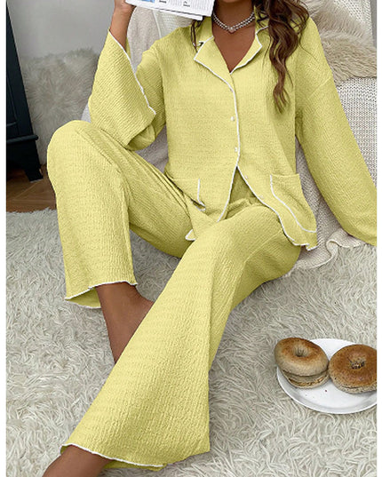 Lapel Button-Up Pajama Set