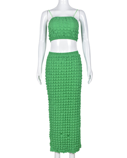 Lace-Up Navel Crop Top & Pants Two-Piece