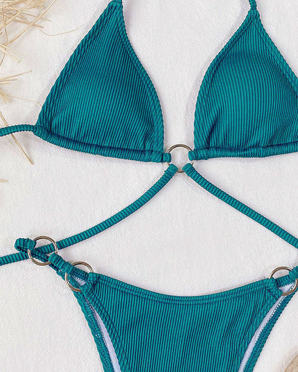 Women's Solid Green Bikini Set – Sexy Beach Swimwear, S–L