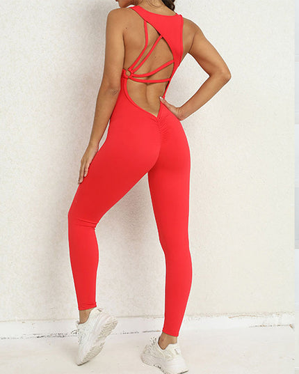 Women's Yoga Jumpsuit – V-Back Sleeveless Stretch Fitness One-Piece - ON SALE NOW (more than 50% off)