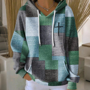 Women's Artistic Print Pullover Hoodie – Retro Style, Sizes S–6XL
