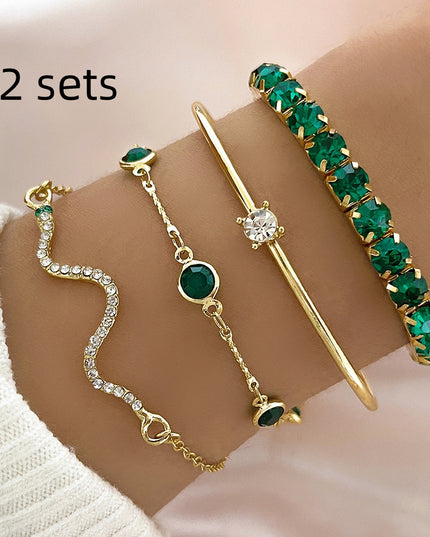 Snake-Motif Stretch Bracelet Set | 4-Piece Stacking Jewelry for Women
