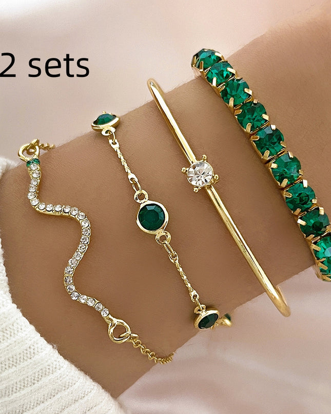 Snake-Motif Stretch Bracelet Set | 4-Piece Stacking Jewelry for Women