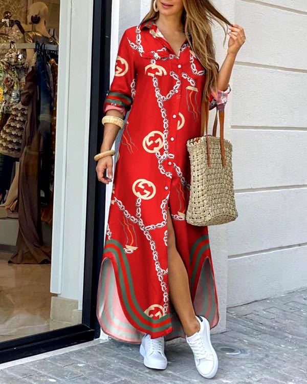 Women's Printed Long Fashion Dress – 16 Prints, S–5XL, Spring & Summer