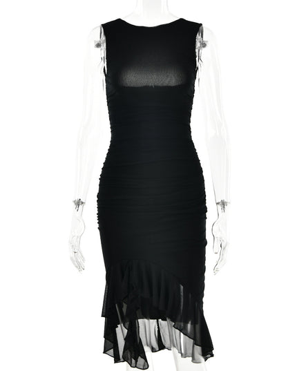 Sleeveless Bodycon Midi Dress – Slim Fit Round Neck Party Dress
