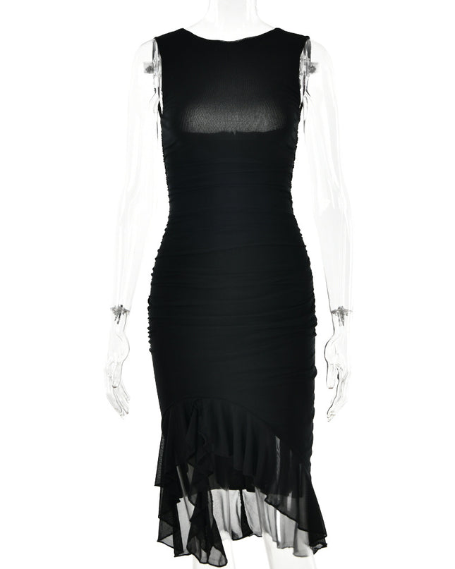 Sleeveless Bodycon Midi Dress – Slim Fit Round Neck Party Dress