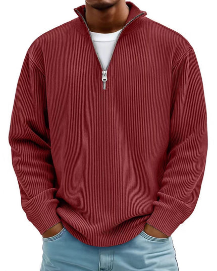 Men's Quarter Zip Stand Collar Sweatshirt – Warm Casual Pullover | 10 Colors | S–5XL