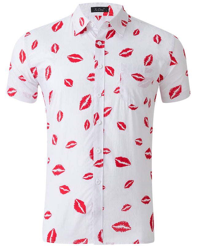 Men's 100% Cotton Printed Short Sleeve Shirt – 13 Prints, Sizes S–XXL