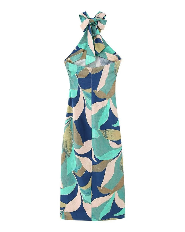 Abstract Print Linen Two-Piece Set | Jacket Top & Midi Skirt Dress