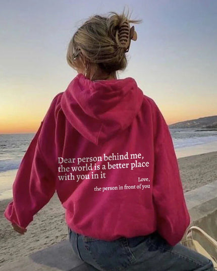 "Dear Person Behind Me" Sentiment Hoodie – Unisex Pullover