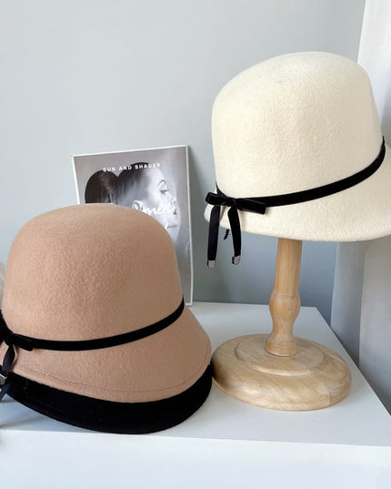 Women's Bow Wool Felt Hat – Adjustable, 3 Colors