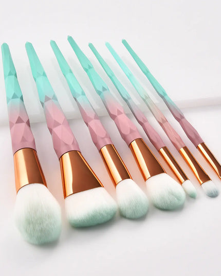 7-Piece Diamond Makeup Brush Set with Gradient Design