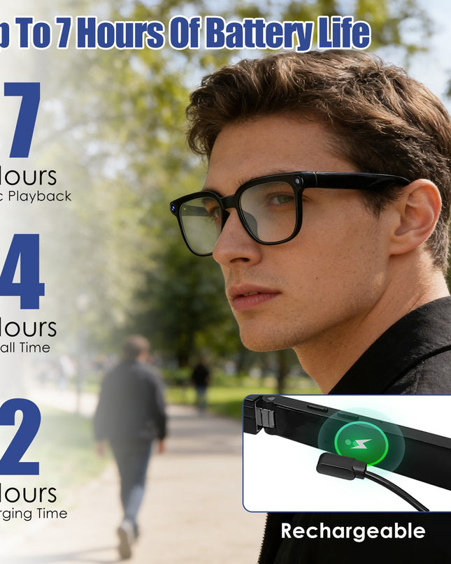 AI Smart Glasses – 1080P Camera, Voice Assistant, 139-Language Translation & Open-Ear Audio