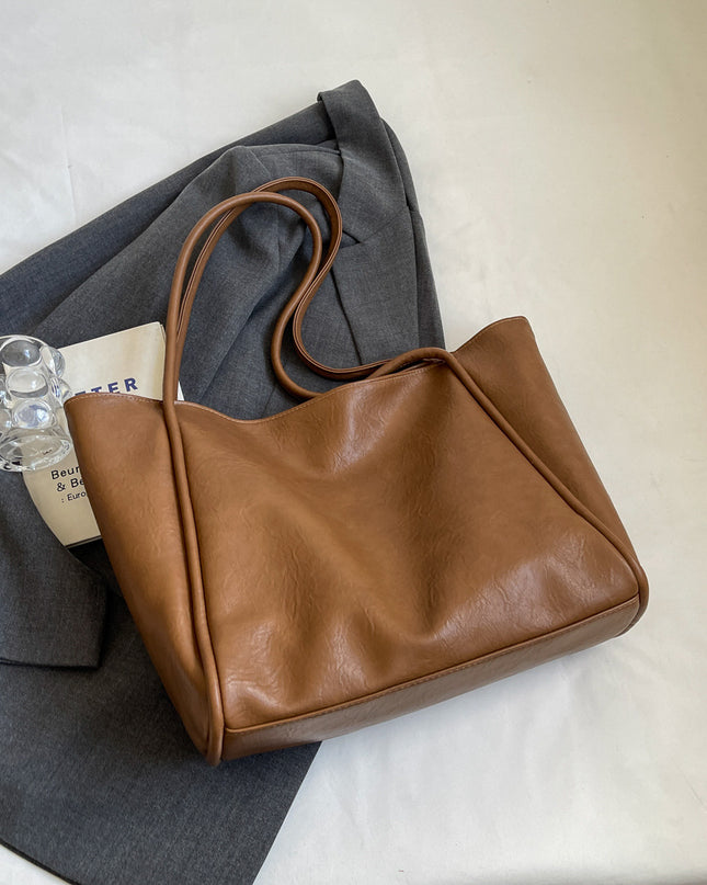 Women's Large Capacity Soft PU Leather Tote Bag – Commuter, Travel & Shopping, 4 Colors