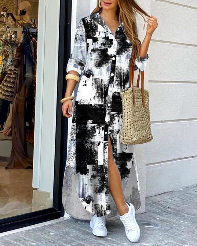 Women's Printed Long Fashion Dress – 16 Prints, S–5XL, Spring & Summer