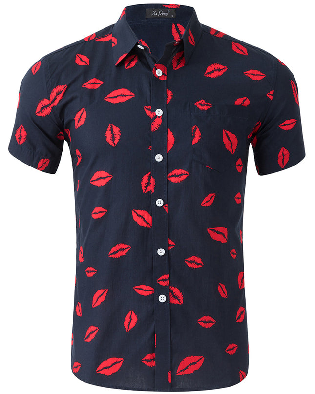 Men's 100% Cotton Printed Short Sleeve Shirt – 13 Prints, Sizes S–XXL