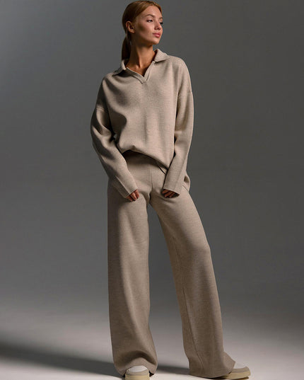 Women's Knit Two-Piece Sweatshirt & Straight-Leg Pants Set – 7 Colors