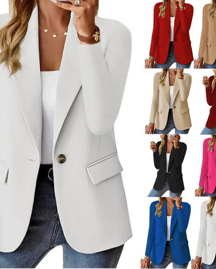 Women's Classic Lapel Blazer – Long Sleeve Suit Jacket