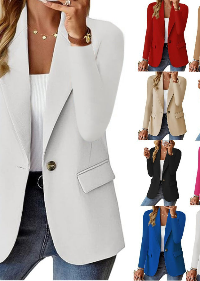 Women's Classic Lapel Blazer – Long Sleeve Suit Jacket